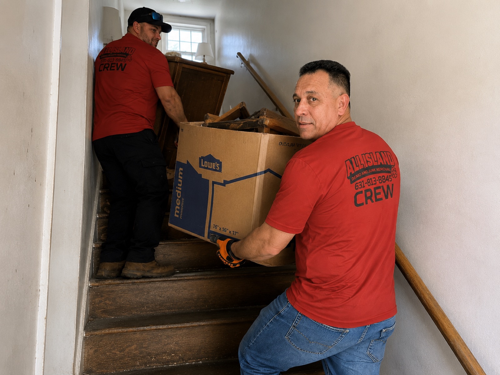 Port Jefferson junk removal crew on the job