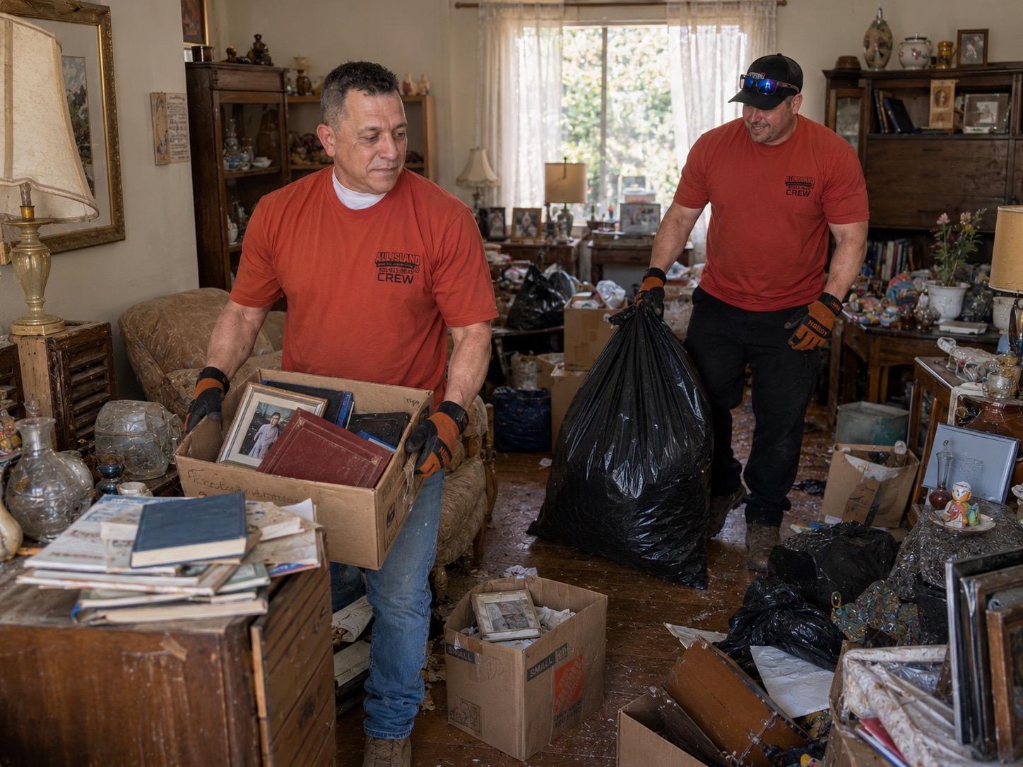 Hicksville junk removal crew on the job