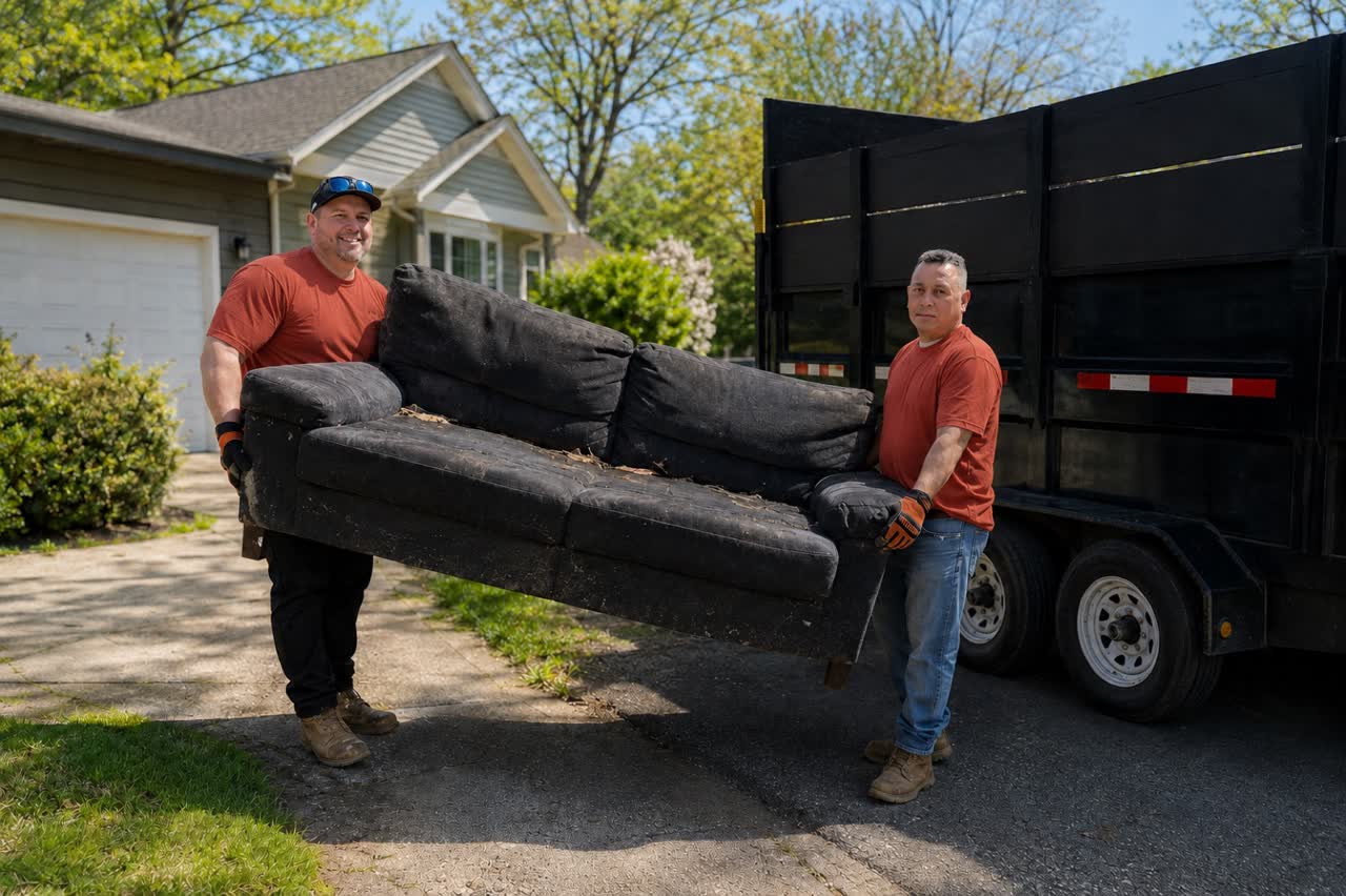 All Island crew on a Long Island commercial junk removal job